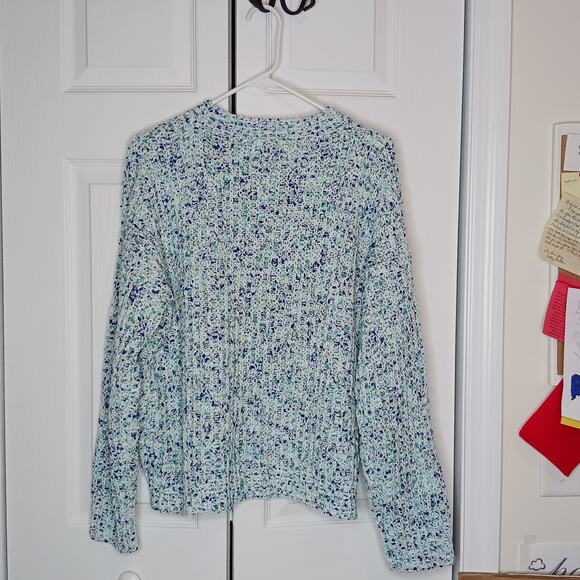 Pink Rose Ivory/ Teal Blue Chunky Knit Sweater Sz XL- NWT - Picture 13 of 15